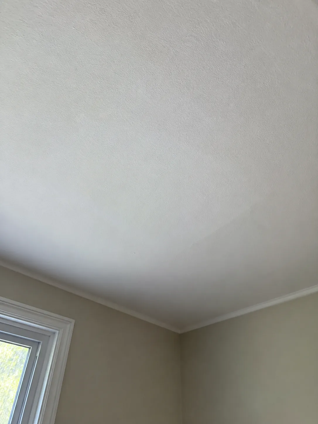 Ceiling repaired and refinished to blend seamlessly
